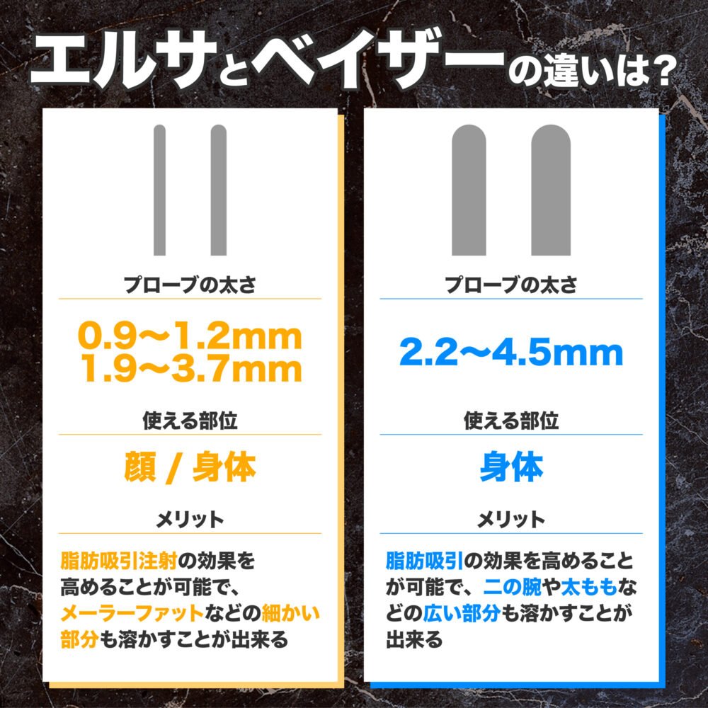 エルサとベイザーの違いのリスト